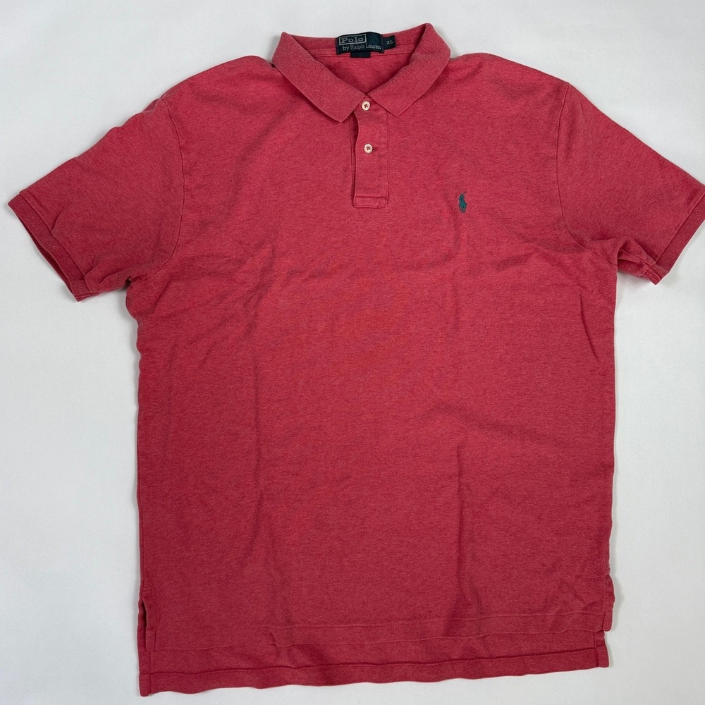 Polo Ralph Lauren Mens XL Red Heather Short Sleeve Cotton Polo Shirt Teal Pony